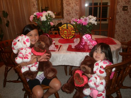 Kasen and Karis with their Valentine gifts